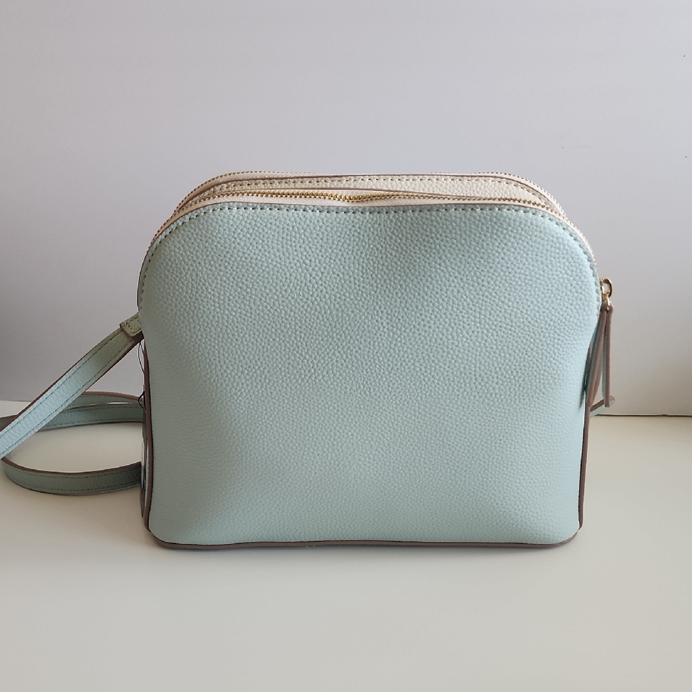 Nanette Lepore Cream & Light Blue Sullivan Three-Compartment Crossbody Bag NWT - Picture 2 of 10